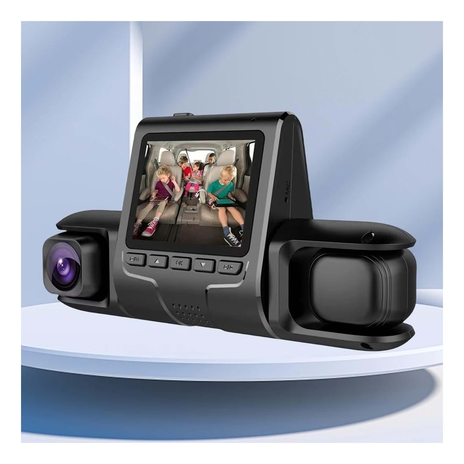 Bilişim Burada HD Araç kamerası Geniş Görüş Açısı Ön Arka ve Araç içi 3 Kamera Kanal Desteği, Hareket Dedektör Desteği, TF Kart Desteği Dash Cam (0076)